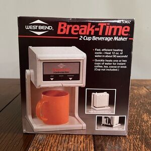 West Bend Break Time 2 Cup Beverage Maker New with Box 1985